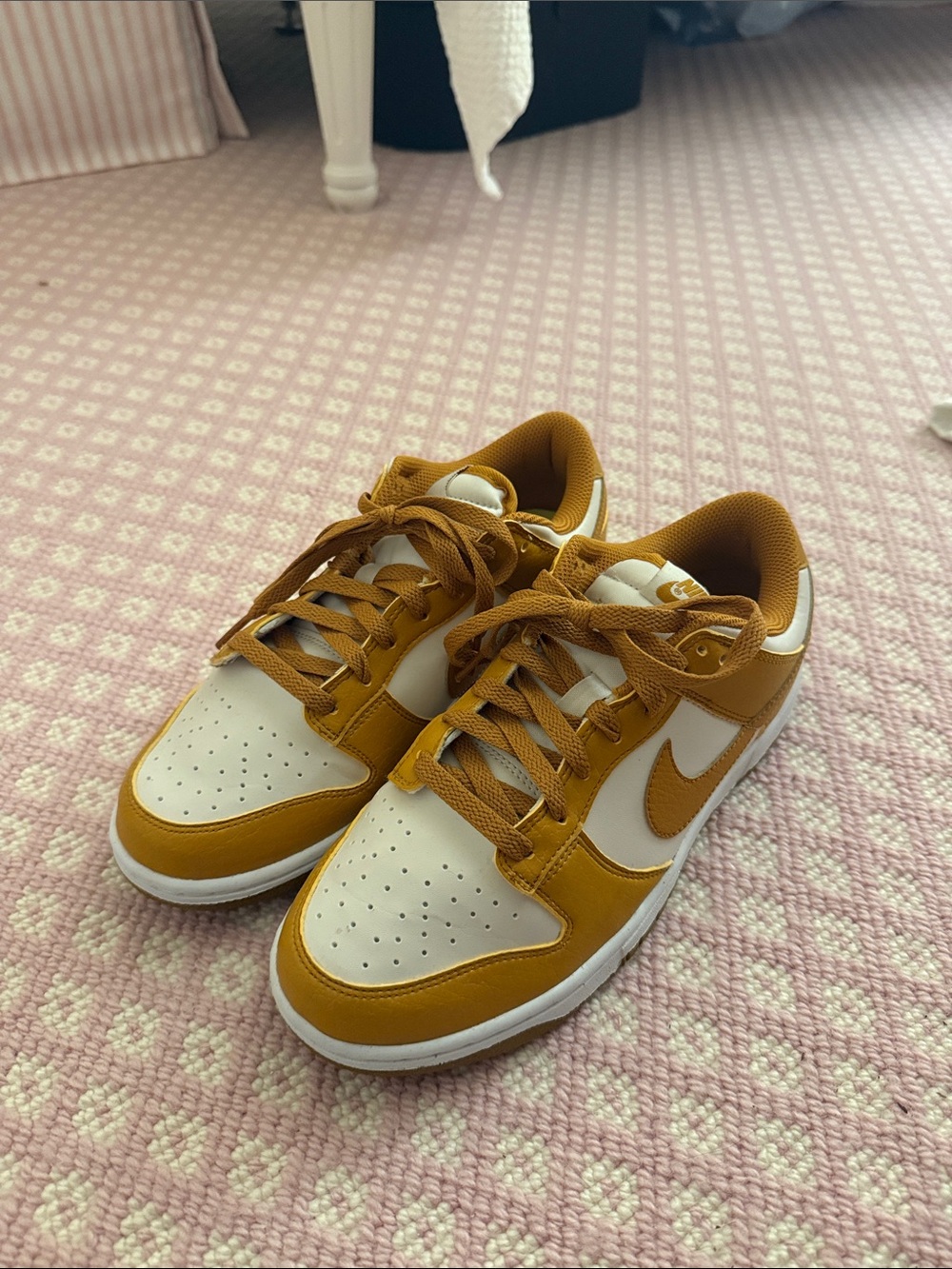 Nike Kids Two-Tone Sneakers in Mustard and White